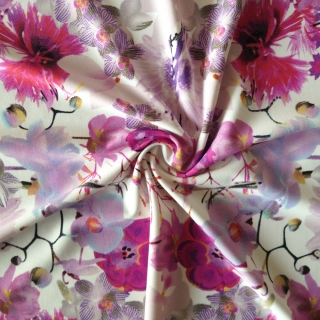 Warp knit floral polyest